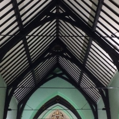 Ceiling plaster renewed and repainted, and clear of scaffolding in time for Christmas